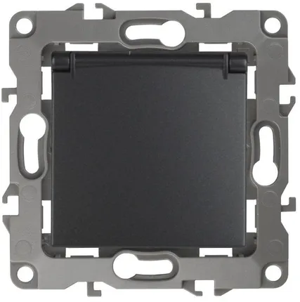 Фото №0 Механизм розетки 1-м СП Эра12 12-2103-05 16А IP20 16AX 250В 2P+E Schuko защ. шторки с крышкой антрацит Эра Б0014697