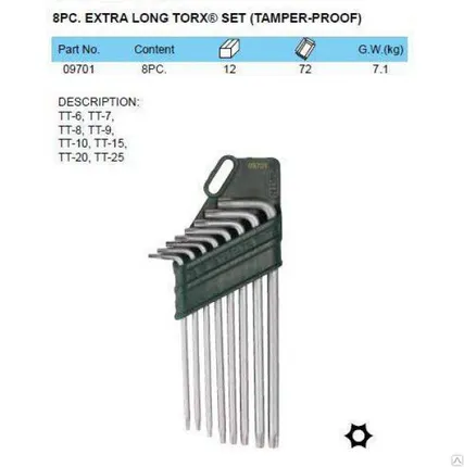 Фото №0 09701 Набор звёздочек TORX 8 предметов SATA УТ000001029