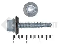 фото Саморез кровельный цинк, с шайбой EPDM, 4,8х29 К КРЕП-КОМП (3500шт)