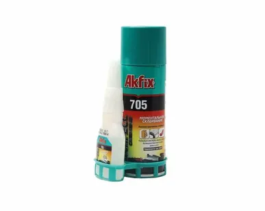 фото AKFIX 705 Набор для склеивания: клей цианоакрилатный+активатор (В125 гр + 400мл) (24)