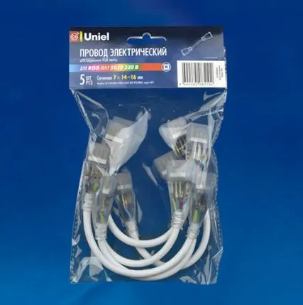 Фото №0 Коннектор для ленты 220В UCX-SK4/B67-RGB CLEAR 005 POLYBAG Соединитель (провод) для светодиодных лент 220В 5050, 4 контакта, цвет прозрачный, 5 штук в пакете