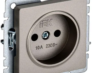 фото Розетка BRITE РС10-1-0-БрШ 10А без заземл. без защ. шторок шампань IEK BR-R10-10-K37