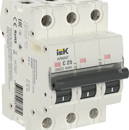 Фото №0 Выключатель автоматический 3п C 25А M06N ARMAT IEK AR-M06N-3-C025