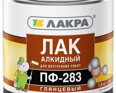 фото Лак ЛАКРА Лак для отделки деревянных и металлических поверхностей ЛАКРА ПФ-283 1,8 кг глянцевый акриловый