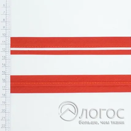 Фото №0 Косая бейка декоративная с кантом Т 25мм, D5+D1 (красный с белым кантом)