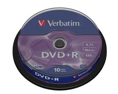 фото Носители информации DVD+R, 16x, Verbatim Azo Matt Silver, Cake/10, 43498