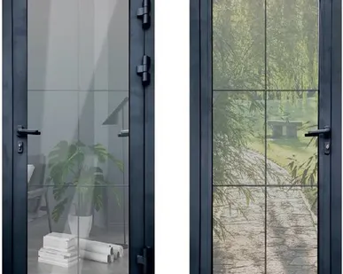 фото Входная дверь Термо Алюминиевая стеклопакет RAL 7024 БНК