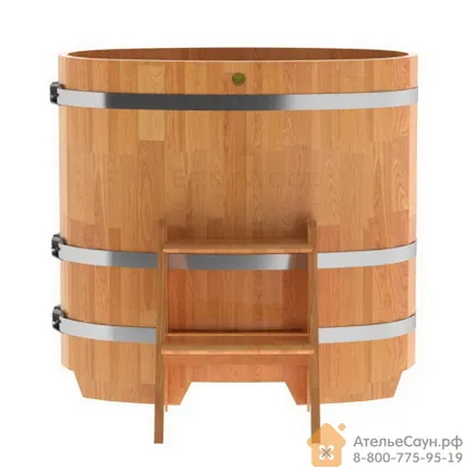 Фото №3 Купель для бани из сращенной лиственницы овальная 0,59х1,06 (натуральная, Н = 1,0 м)