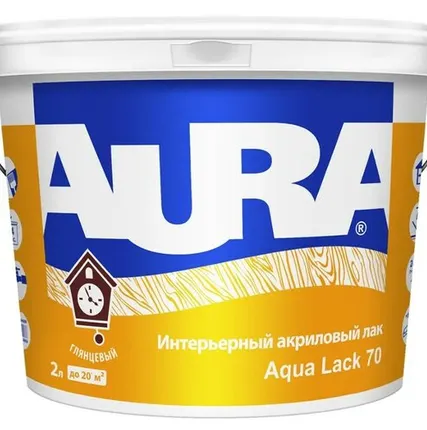 Фото №0 Лак AURA Лак для отделки минеральных поверхностей AURA Aqua Lack 70 2 л глянцевый интерьерный