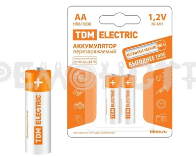 фото Аккумулятор AA-1000 mAh Ni-MH BP-2 TDM П