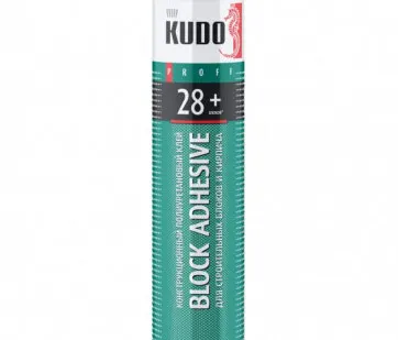 фото Клей-пена KUDO PROFF 28+ полиуретановый всесезон. для строит.блоков и кирпича(900гр)