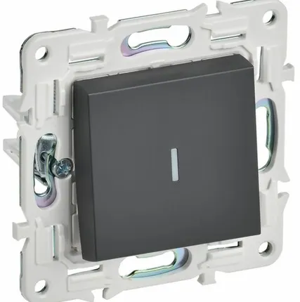 Фото №0 SKANDY Выключатель 1-клавишный с индикацией 10А SK-V07T титан IEK