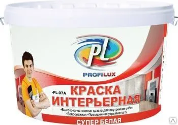 Фото №0 Краска ВД акрил. интерьерная СУПЕРбел. 7кг PROFILUX