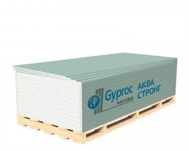 фото Гипсокартон высокопрочный Gyproc Аква Стронг 2,5*1,2*15 мм