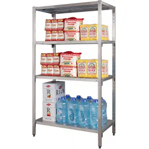 фото Стеллаж кухонный Финист СтППр(1000х600х1800) 4 полки сплошные нерж. 0,8мм 1000х520мм, труба 40х40мм