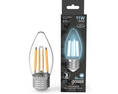 фото Светодиодная филаментная лампа Gauss Свеча 11W 830Lm 4100K E27 103802211