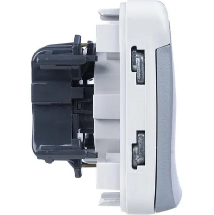 Фото №3 Розетка 1-м СП Plexo 16А IP55 2P+E с заземл. с крышкой немецк. стандарт безвинт. клеммы механизм сер. Leg 069570