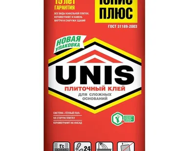 фото Клей для плитки Unis Плюс 25 кг