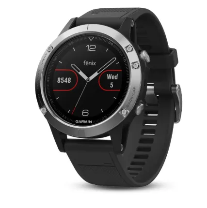 Фото №0 Часы Garmin Fenix 5 серебристые с черным ремешком