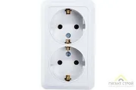 Фото №0 Розетка 2-м. ОП BOLLETO c заземлен.белая IN HOME 7128