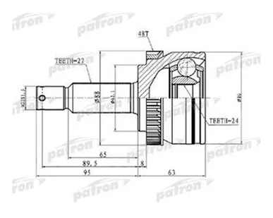 фото Patron ШРУС наружный ix35/Sportage SL 10 (бензин) (27*24 T48) Patron PCV1725