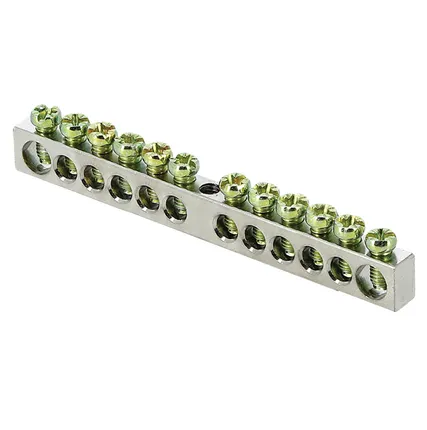 Фото №1 Шина PEN "ноль-земля" 6х9 12 отв. никель крепеж по центру PROxima EKF sn1-63-12