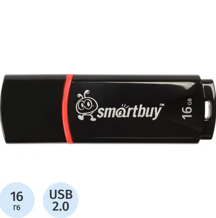Фото №0 Флеш-память Smartbuy Crown, 16Gb, USB 2.0, чер, SB16GBCRW-K