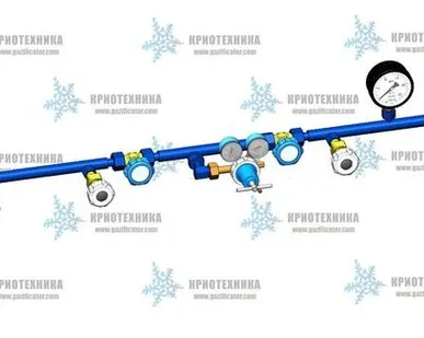 фото Рампа перепускная кислородная РНП-02 х 3 с ручным переключением