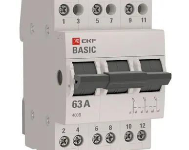 фото Переключатель трехпозиционный 3п 63А Basic EKF tps-3-63