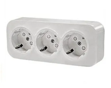 фото ЭТЮД Розетка тройная открытой уст. с/з со шторками белый Schneider Electric