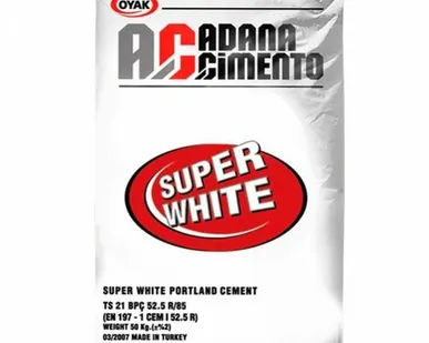 фото Цемент белый СЕМ I 52,5 R (Адана) Турция 50кг (1 под=29шт) шт