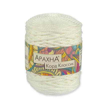 Фото №0 Пряжа ARACHNA "Cord Classic" 100% полиэфир 200 г ± 10 г 100 м №01 белый
