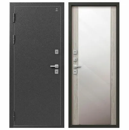 Фото №0 Дверь входная с терморазрывом Т-6/1 (Центурион) металл/МДФ с зеркалом, Серебро антик/Полярный дуб 2050х960мм, ЛЕВАЯ (2025)