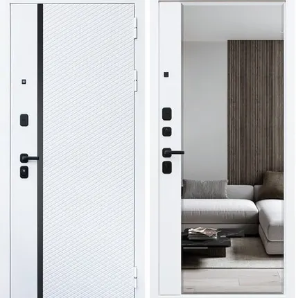 Фото №0 Входная дверь Ливерпуль белый матовый-зеркало белый матовый АСД