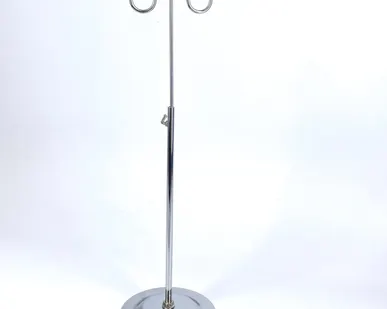 фото Настольное вешало для сумок, два крючка, телескопическое, основание 170мм, хром