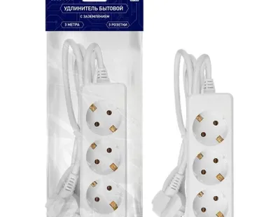 фото Удлинитель 3х3м с заземл. 10А 3х0.75 TOKOV ELECTRIC TKE-C01-BU3-3-075-Z