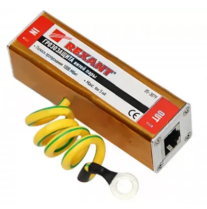 Фото №0 Грозозащита витой пары разъем RJ45 с PoE REXANT