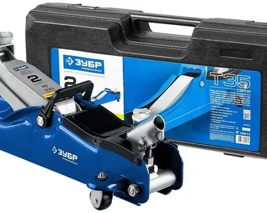 фото Домкрат подкатной гидравлический ЗУБР T35 43056-2-K синий 2 т