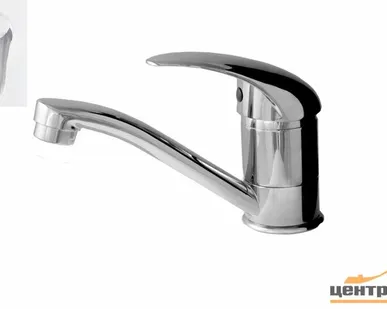 фото Смеситель Омега для кухни средний нос (15 см), катридж д.40 (крепление под шпильку,без подводки), арт.3304-2