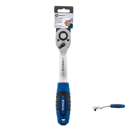 Фото №0 Трещоточная рукоятка 1/2" 250мм Кобальт 72 зуба изогнутая