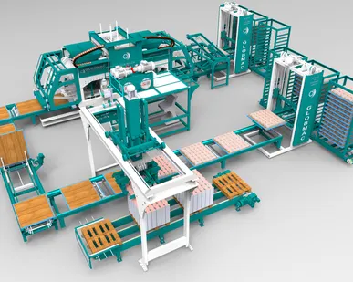 фото Бетоноформовочная линия для производства мелкоштучных бетонных изделий кассетного типа