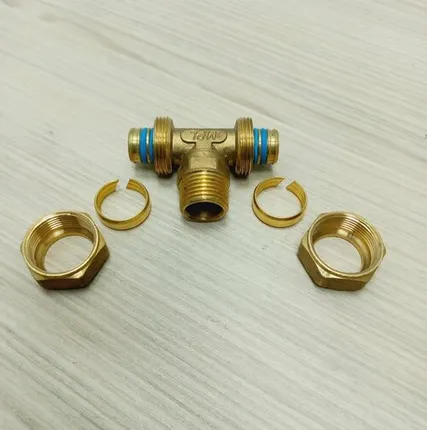 Фото №0 Обжимной тройник 20х1/2" н/р х20, Hydrosta, цанговый, комбинированный, наружная резьба. 1 шт