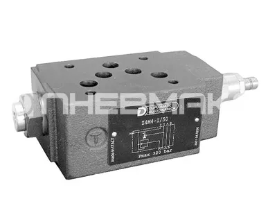 фото PZM5-P070/10N/K - Клапан редукционный модульный с пилотным управлениием; снижение давления в P; внутренний слив; P=8..70 бар; CETOP 05; регулировка с помощью регулировочной ручки