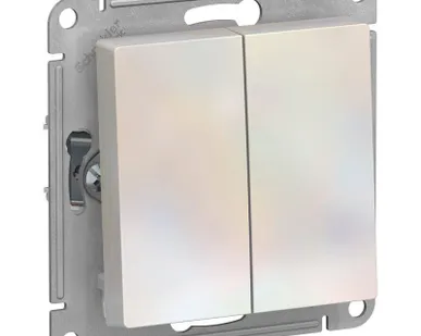 фото Переключатель проходной 2-кл. СП AtlasDesign 10А IP20 (сх. 6/2) 10AX механизм жемчуж. SE ATN000465