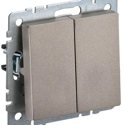 Фото №0 Выключатель 2-кл. СП BRITE ВС10-2-0-БрШ 10А шампань IEK BR-V20-0-10-K37