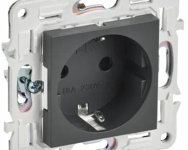 фото SKANDY Розетка с заземлением с защитными шторками 16А безвинтовое крепление SK-R06T титан IEK