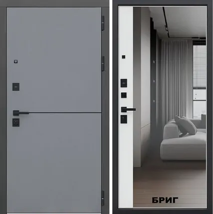 Фото №0 Входная дверь Бриг альянс Графит молдинг-зеркало белая АСД