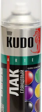 Фото №0 Лак KUDO Лак аэрозольный акриловый KUDO глянцевый цвет прозрачный 520 мл