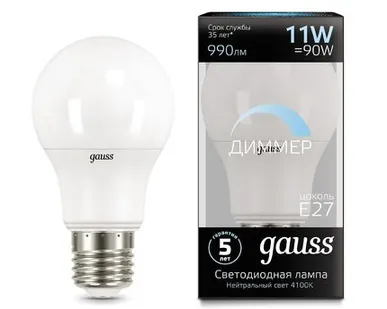 фото Светодиодная лампа Gauss A60 11W 990Lm 4100K E27 102502211-D