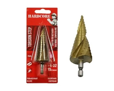 фото Сверло по металлу шаговое спиральное 4-32 мм (15 ступ.) Hardcore Torsion 144432